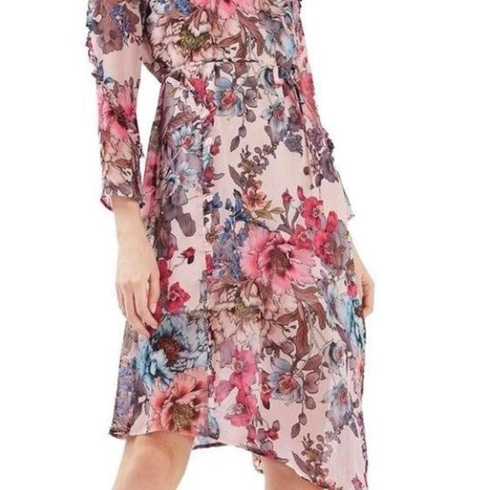 Floral Chiffon Midi Dress in Blush Pink